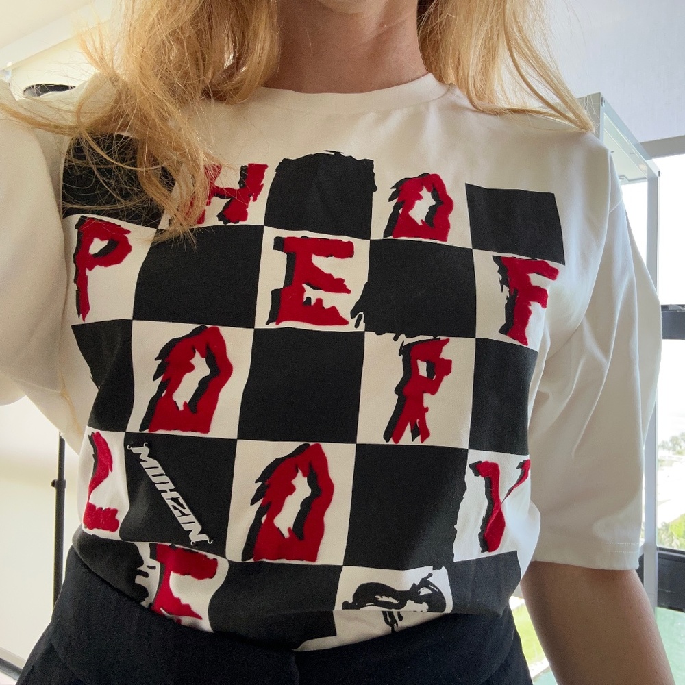 Mukzin Checkered Hope for Love Asymmetrical Top